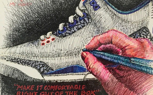 Tinker Hatfield手绘Jordan 3 “True Blue”画作拍卖成功