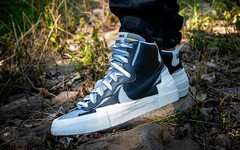 必须盯紧的鞋款之一！Sacai x Nike Blazer Mid 黑灰配色上脚图释出