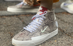 蛇纹皮革+超大号毛圈 Swoosh ！Soulland x Nike SB Blazer Mid 看点满满