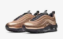 金属铜色外观有点炫目！这双  Air Max 97 新配色你觉得怎么样？