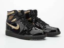 超酷炫的Air Jordan 1黑金漆皮，预计将于暑假发售