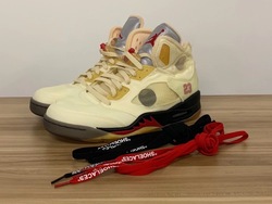 发售推迟，OW x Air Jordan 5 “Sail”最新实物图近赏