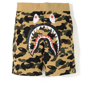 BAPE 2019新款 黄绿迷彩鲨鱼短裤 棉质