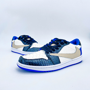 【球鞋定制】Air Jordan 1 LowX Travis Scott X Fragment Design AJ1系列 蟒蛇皮高定 低帮定制球鞋