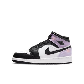 Air Jordan 1 Mid SE (GS) 黑白紫 扎染 复古篮球鞋 DM6216-001