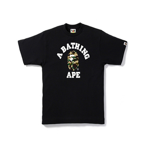 BAPE 1ST CAMO COLLEGE TEE 经典款黄绿迷彩小猿人头T恤