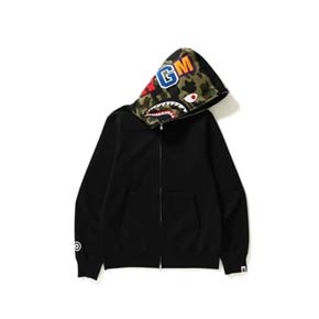 BAPE FULL ZIP HOODIE 经典黑色鲨鱼卫衣