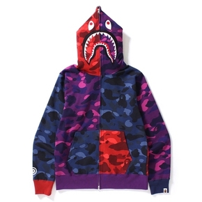 BAPE 拼接迷彩 乞丐鲨鱼卫衣