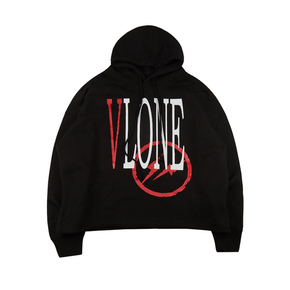 Vlone x Fragment藤原浩联名Logo闪电红V宽松帽衫