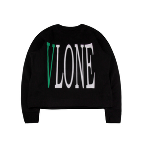 Vlone 经典黑绿Logo字母标语背后大V套头卫衣