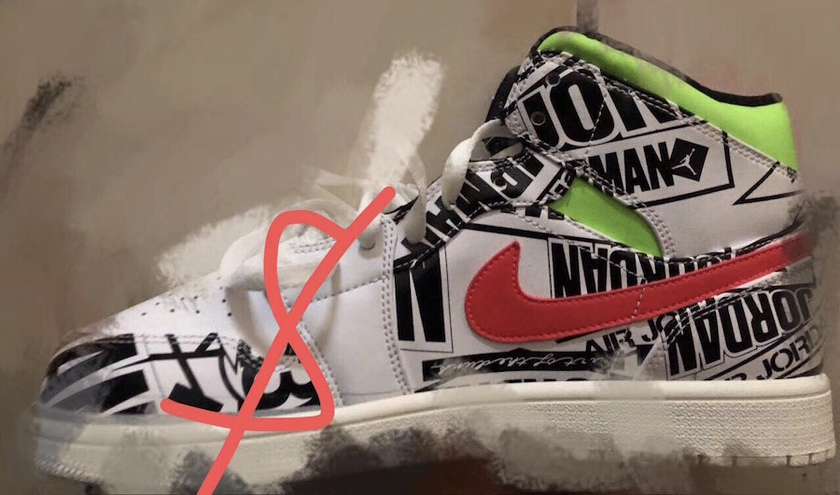 Air Jordan 1 Mid Printç½è²é»è²ç»¿è²çº¢è²å叿¥æ