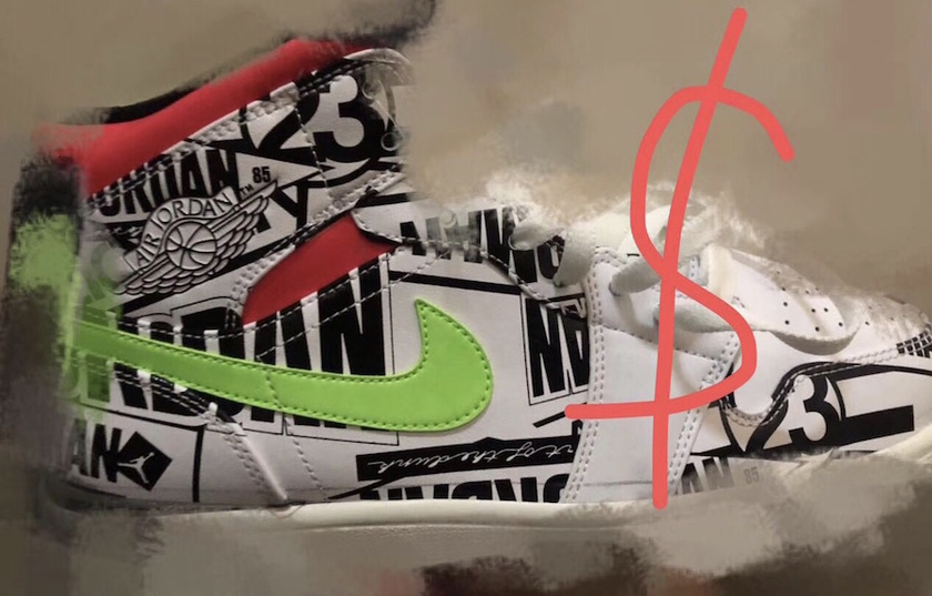 Air Jordan 1 Mid Printç½è²é»è²ç»¿è²çº¢è²å叿¥æ