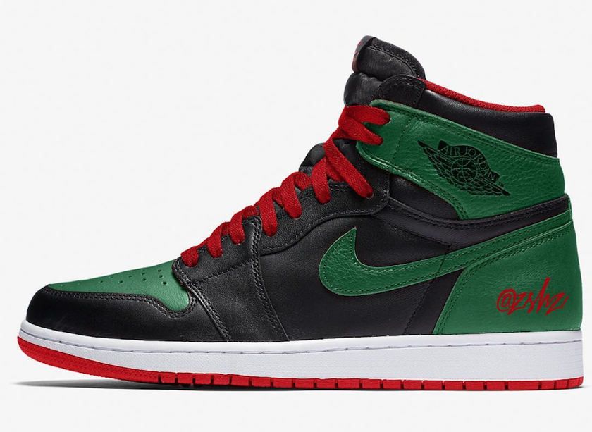 Air Jordan 1 Pine Green Gym Red 555088-030åå¸æ¥æ