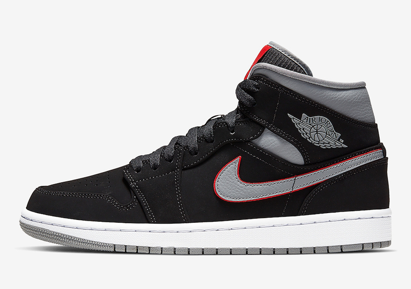 Air Jordan 1 Mid Black Grey Red 554724-060åå:registered:æ¥æ