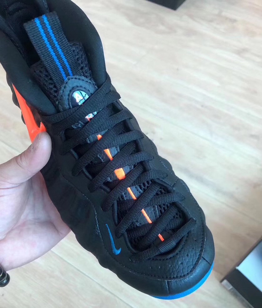 Nike Air Foamposite Pro Knicks Black Battle Blue Total Orange 624041-010 2019 Release Date