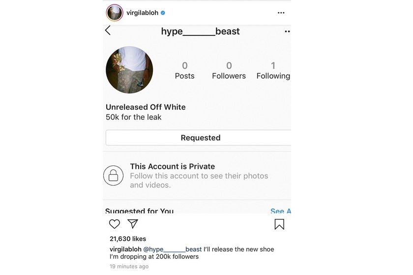 Virgil Abloh æ¬äºº Instagram 帳èéé§å:registered:¢å
¥ä¾µ