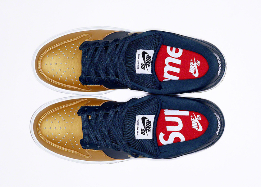 Supreme Nike SB Dunk Low Gold Navyåè¡æ¥æ