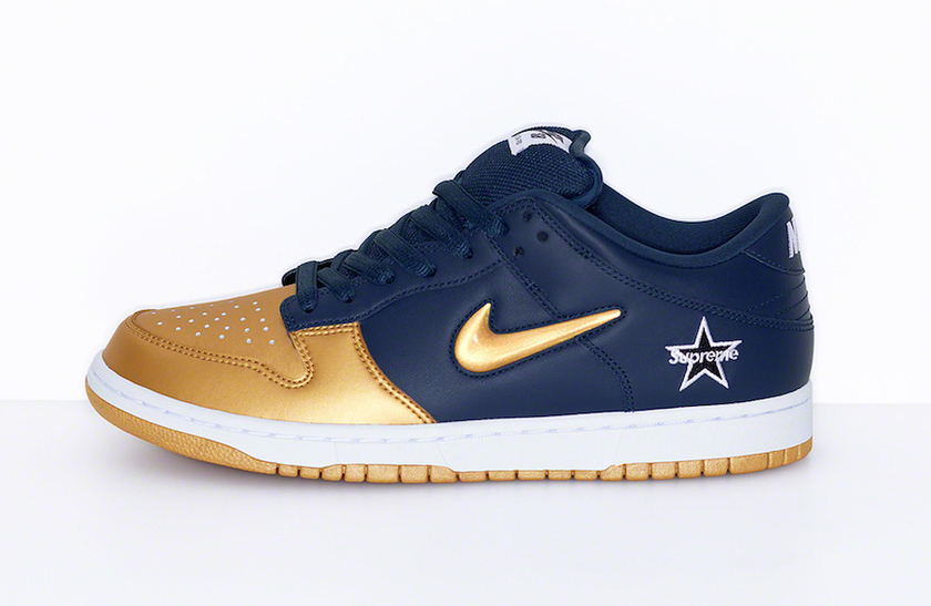 Supreme Nike SB Dunk Low Gold Navyåè¡æ¥æ
