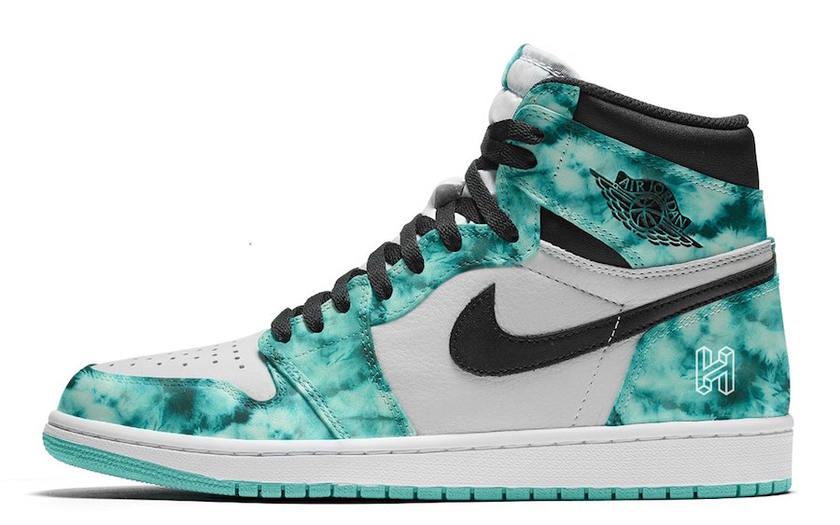 Air Jordan 1 Tie-Dye White Black Aurora Green CD0461-100åå:registered:æ¥æ