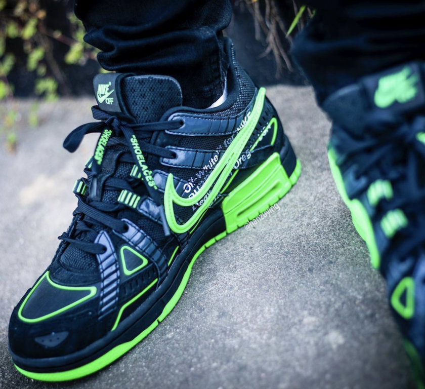 Off-White Nike Air Rubber Dunk Green Strike CU6015-001 Release Date On-Feet