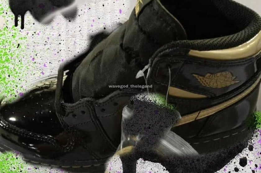 Air Jordan 1 High Patent Black Metallic Gold 555088-032åå:registered:æ¥æ