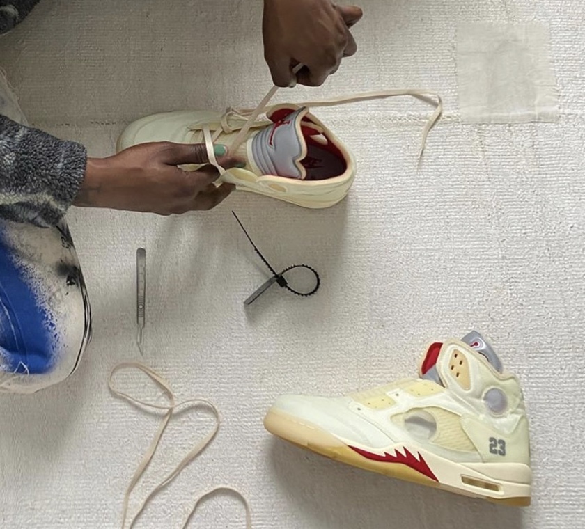 Off-White Air Jordan 5 Sail Red Silver CT8480-100 Release Date