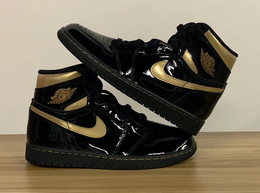 Air Jordan 1 Patent Leather Black Gold 555088-032åå:registered:æ¥æå:registered:ä»·