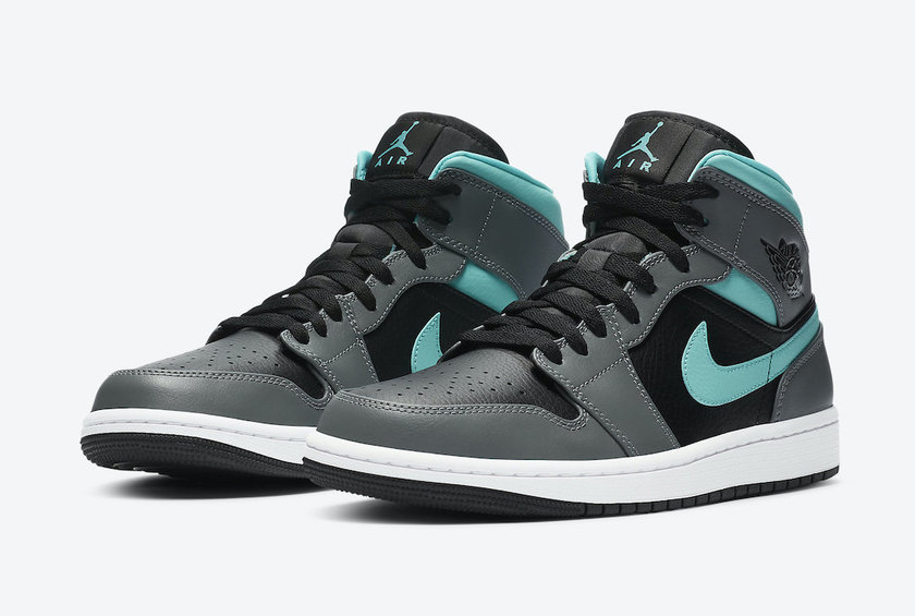 Air Jordan 1 Mid Black Grey Aqua Blue 554724-063åå:registered:æ¥æ