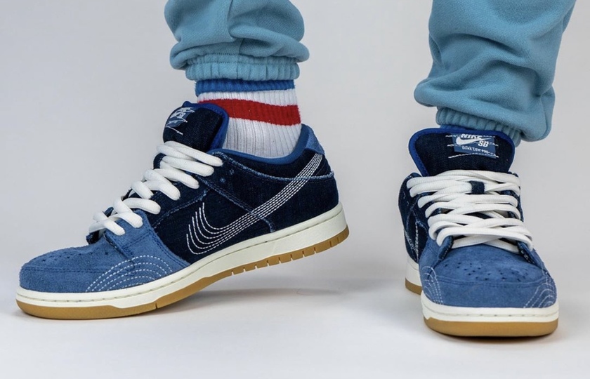 Nike SB Dunk Low Sashiko Denim Gum CV0316-400 2020 Release Date On-Feet