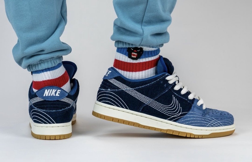 Nike SB Dunk Low Sashiko Denim Gum CV0316-400 2020 Release Date On-Feet