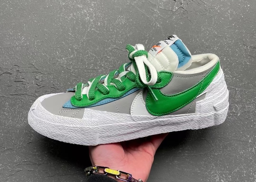 sacai x nike blazer low 灰绿配色实物曝光!颜值依旧