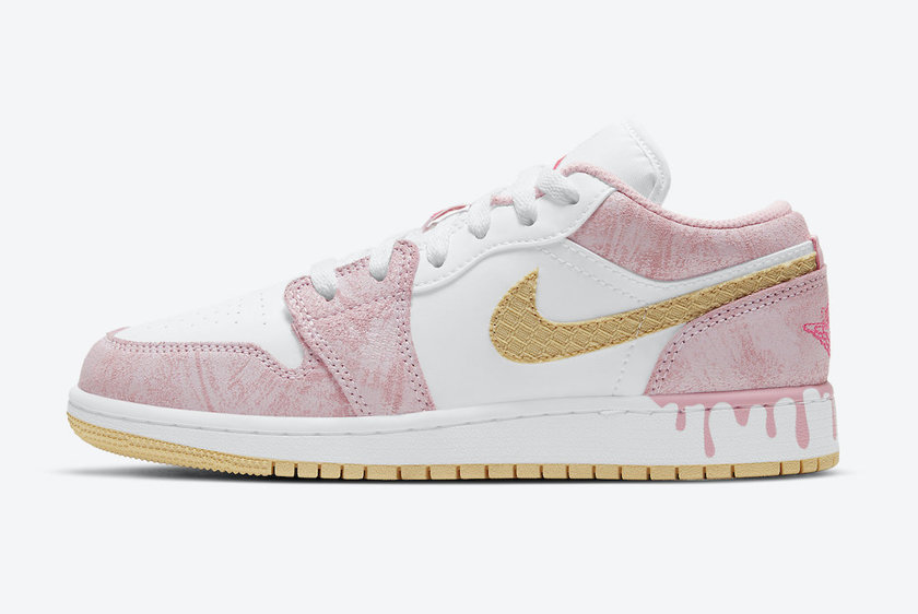 Air Jordan 1 Low GS Paint Drip CW7104-601åå:registered:æ¥æ