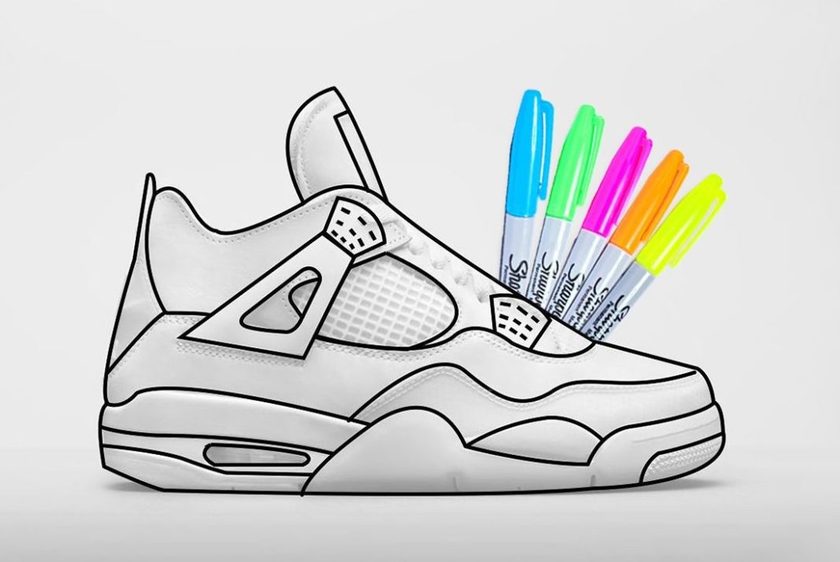 Air Jordan 4 GS DIY White Black DC4101-100åå:registered:æ¥æ